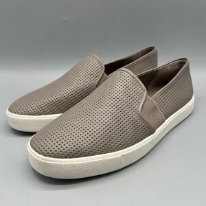 Vince Blair Perforated Leather Slip On Sneakers Taupe Grey Womens 9.5 M EUR 39.5